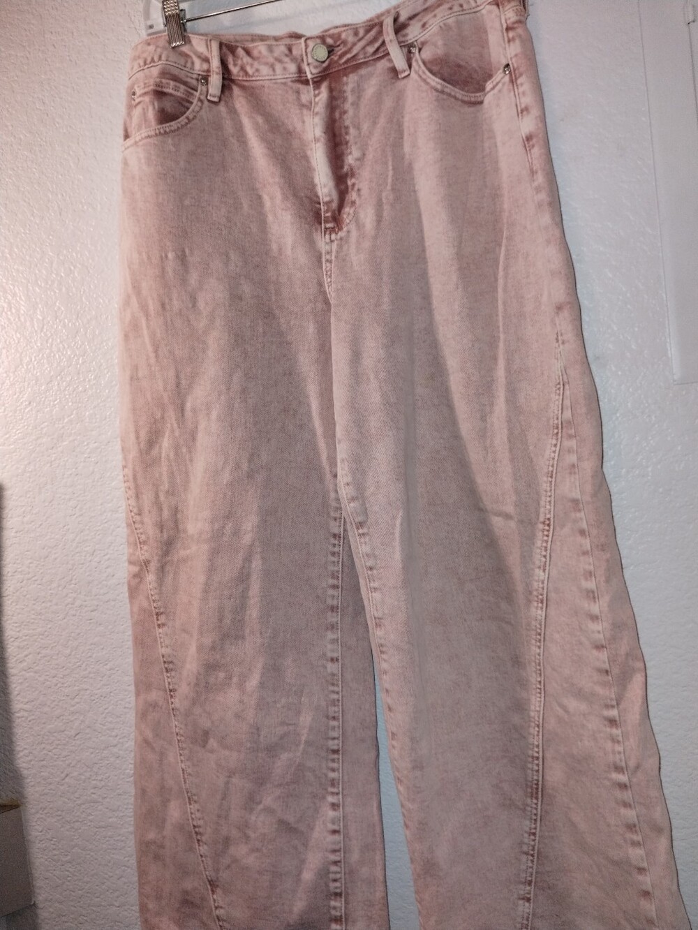 Avec Les Filles Blush Pinky Peach Wide-Leg Jeans sz 30